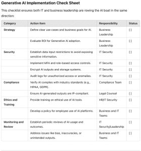 Generative AI Implementation Check Sheet